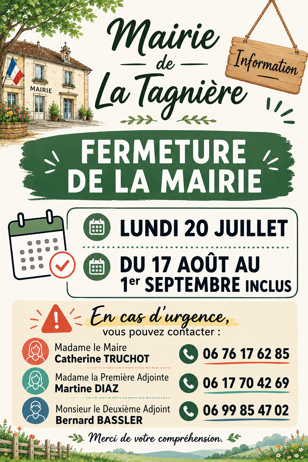 FERMETURES ESTIVALES 2026